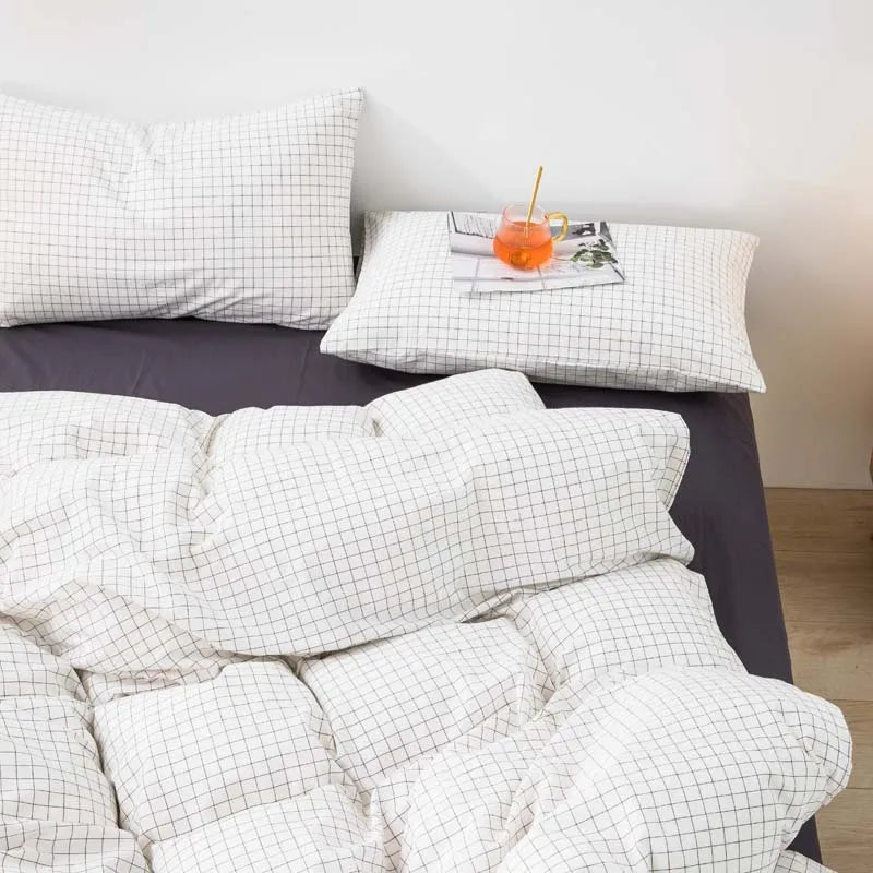 Green Plaid 3-Piece Duvet Cover Set
