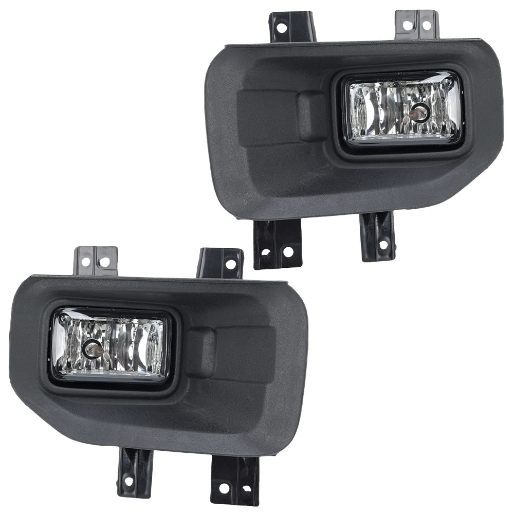 Black fog light assembly for a Ford F-150 with halogen bulbs.