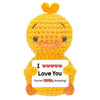 Handmade crochet yellow hedgehog doll with an inspirational card