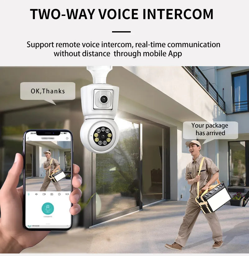 Smart WiFi Dual-Lens Security Camera Bulb, E27 Base