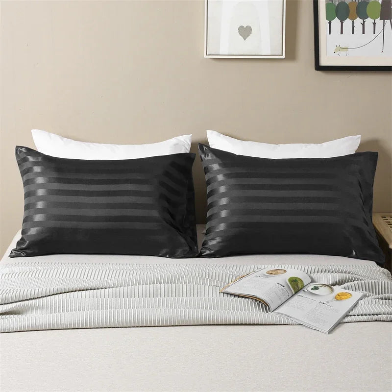 Luxurious Satin Stripe Pillowcase with Envelope Closure