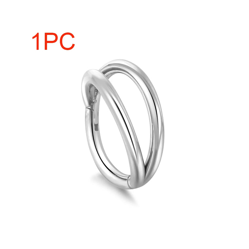 Titanium Double Hoop Nose Ring & Septum Clicker