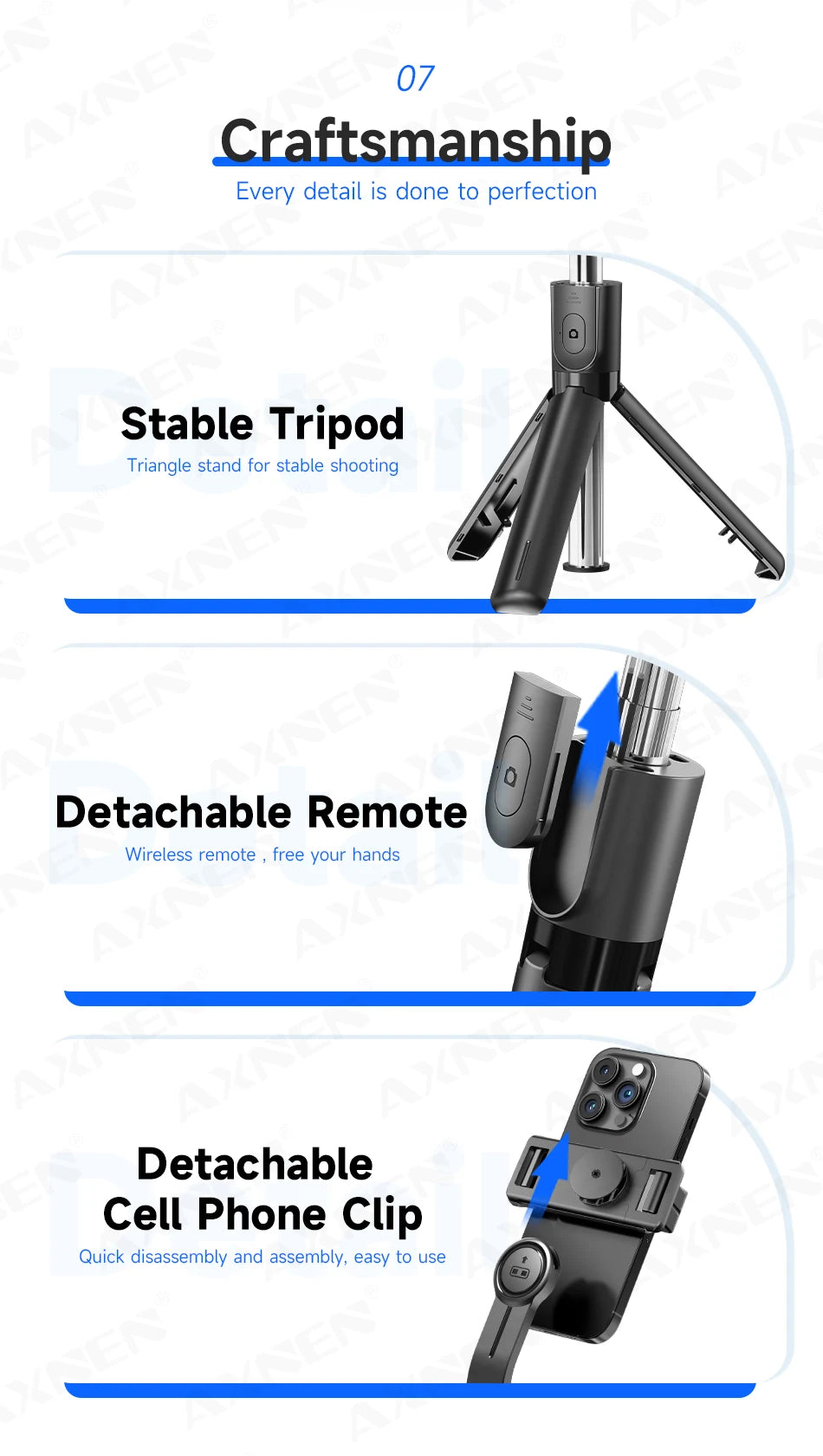 Portable Selfie Stick Tripod with Bluetooth Remote