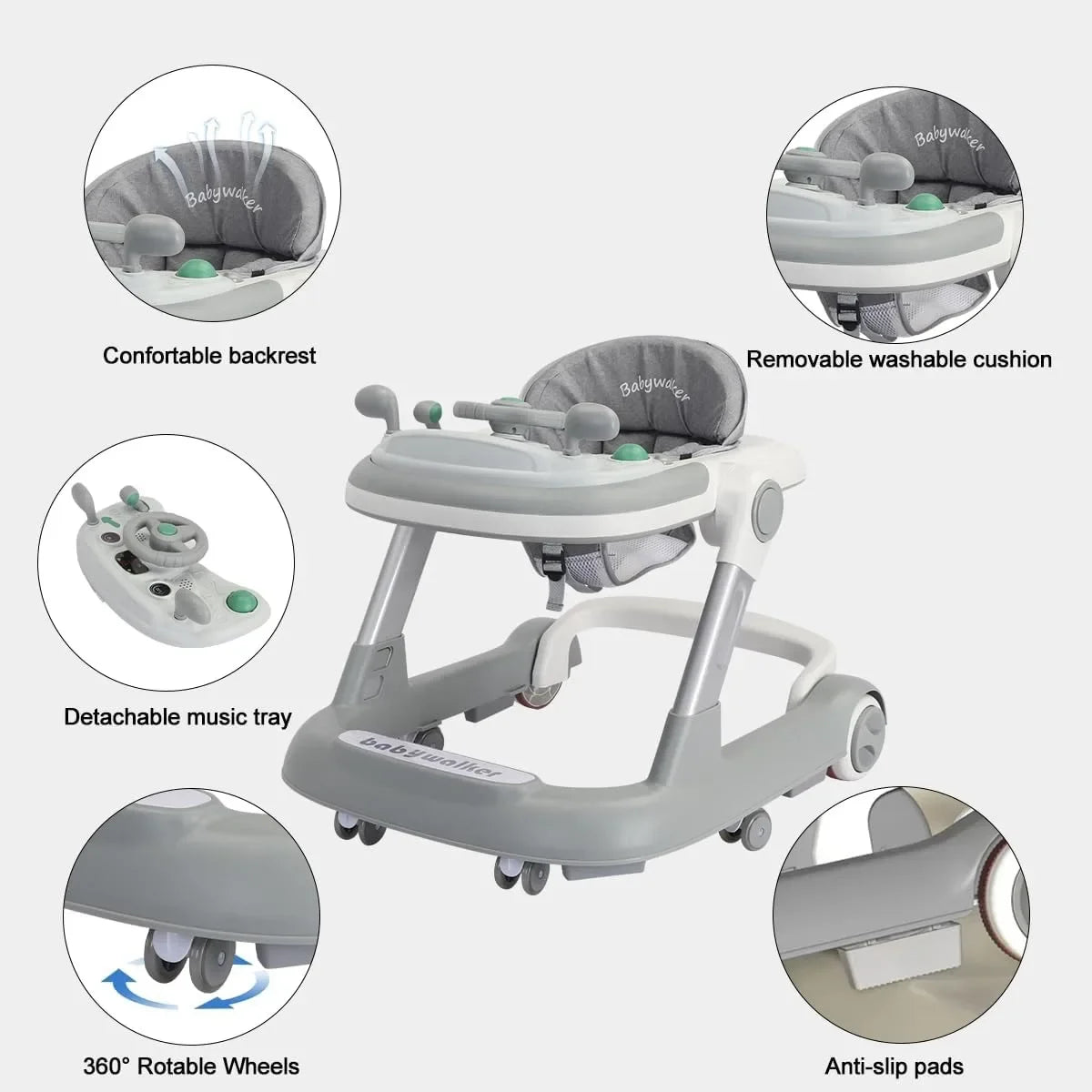 2-in-1 Convertible Baby Walker with Removable Activity Tray