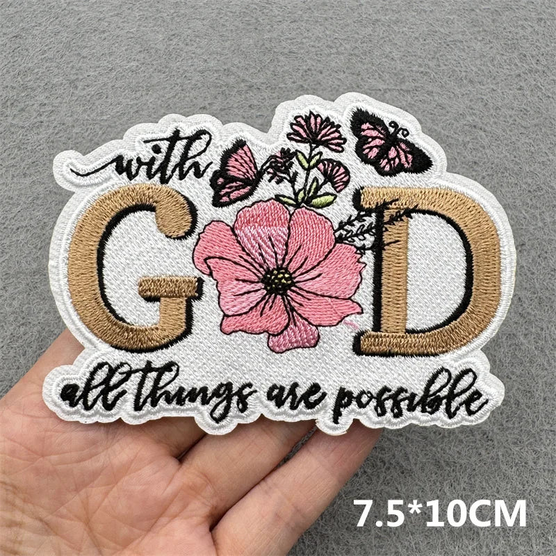 Pink Embroidered Iron-On Letter Patches for Clothing & Accessories