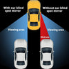Comparison of blind spot mirrors showing viewing areas with and without a blind spot mirror.