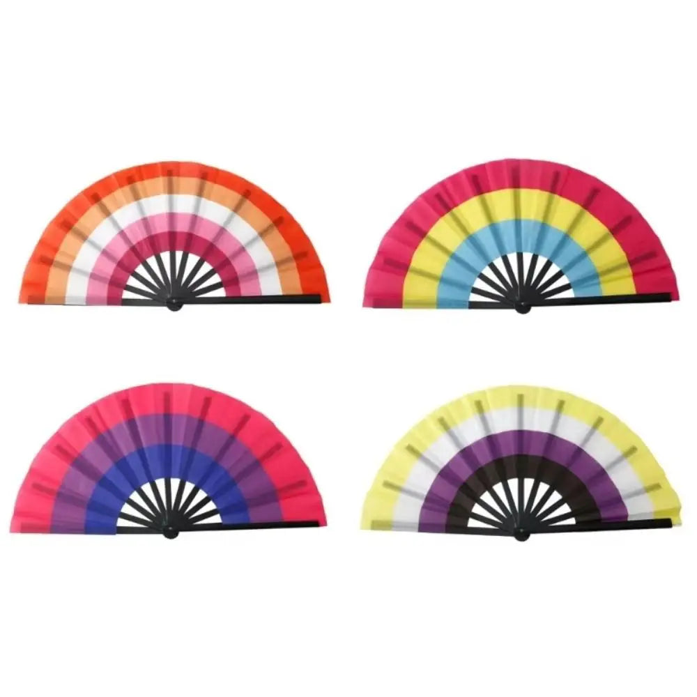 Foldable Rainbow Hand Fan with Gradient Design