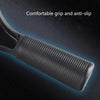 A close-up view of a black car window squeegee with a textured grip and soft rubber blade.