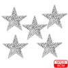 Five silver glitter rhinestone star patches for clothing and accessories
