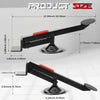 A black heavy-duty steel door lift tool is shown with various dimensions and angles.