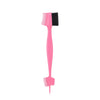 A pink edge control brush with black bristles for styling hairlines and wigs.