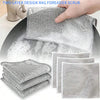 Two-layer design rag for easier scrub featuring a gray mesh cleaning cloth and stacked cloths.