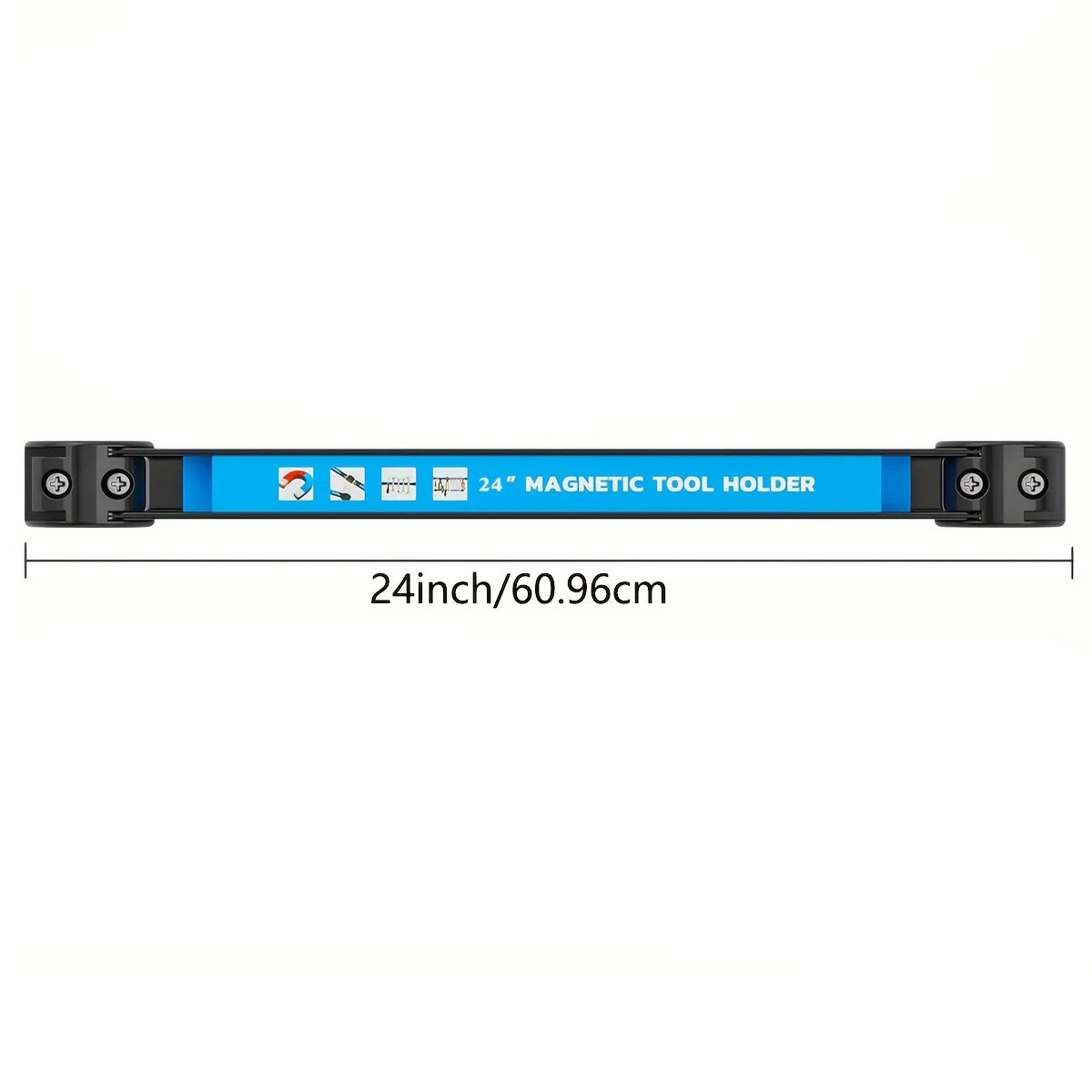 A blue magnetic tool holder bar measuring 24 inches long.
