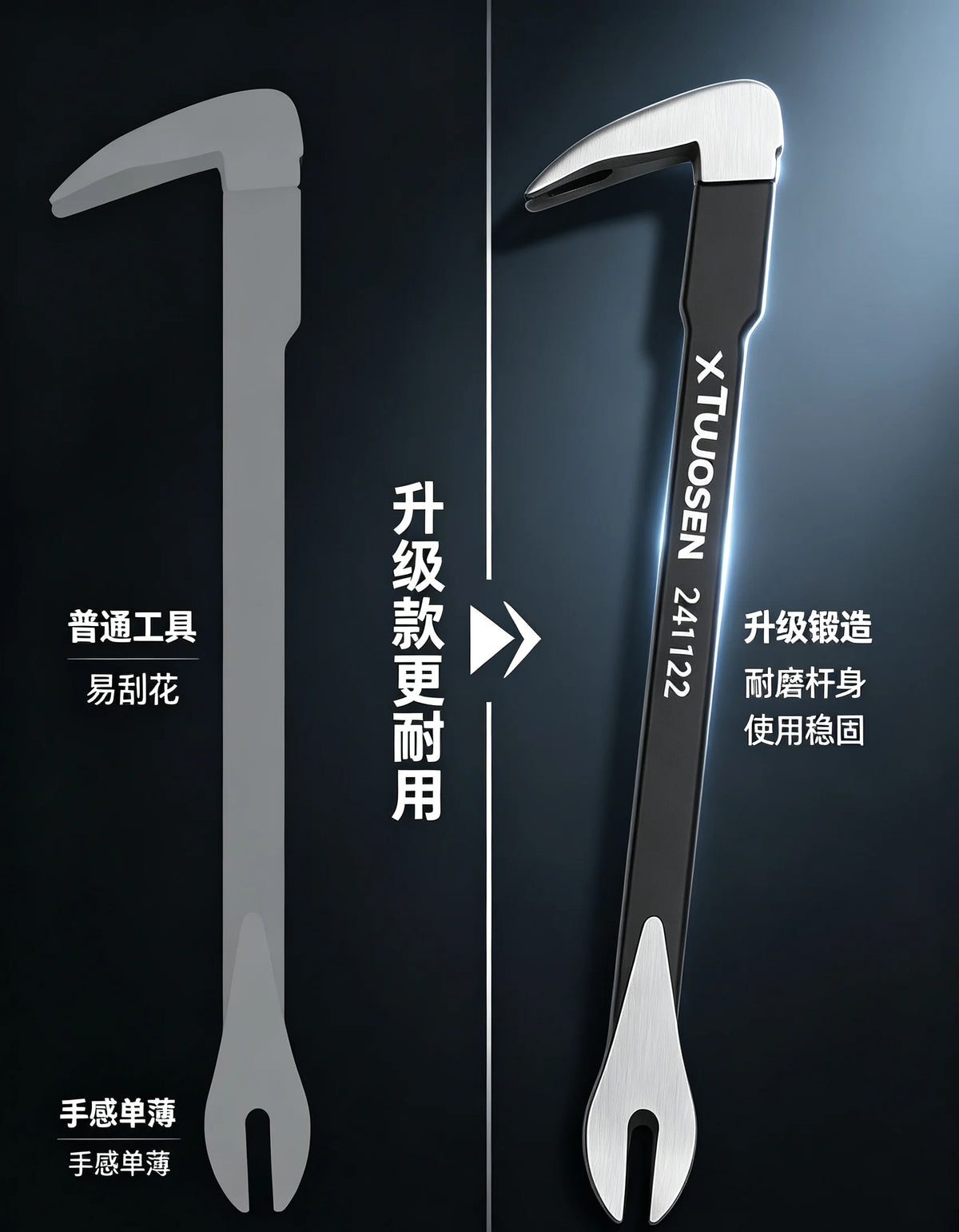 Heavy-Duty Nail Puller Crowbar for Woodworking