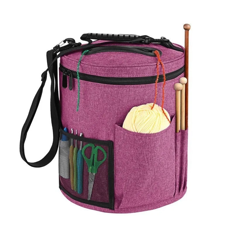 Spacious Crochet Tote Bag with Yarn Storage and Pockets