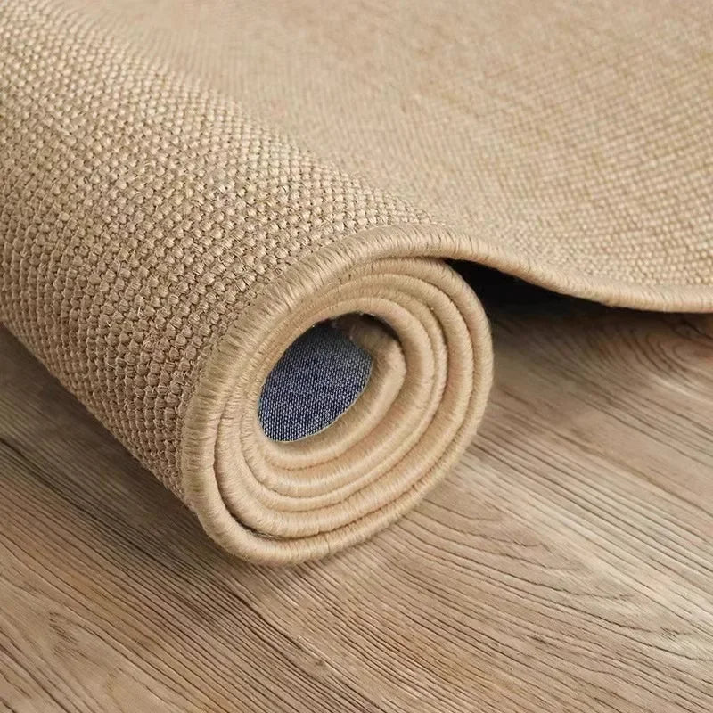 Minimalist Faux Sisal Jute Rug with Anti-Slip Backing