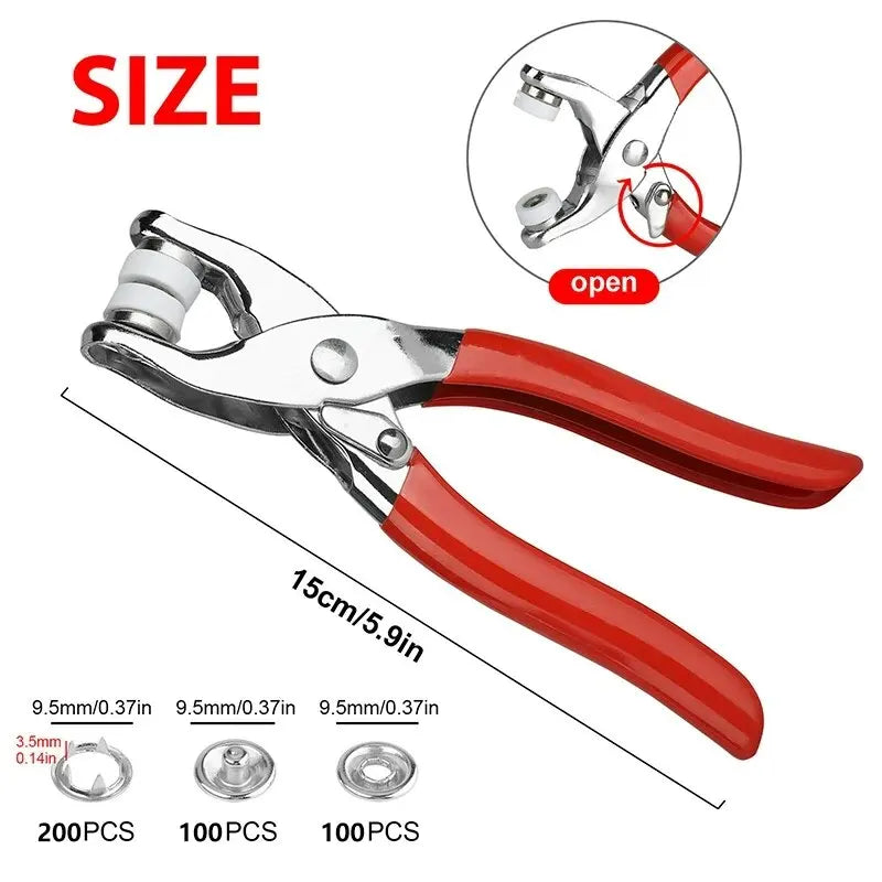 Snap Fastener Kit with Pliers – 400-Piece Metal Buttons