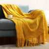 Oversized Chunky Knit Throw Blanket with Tassels