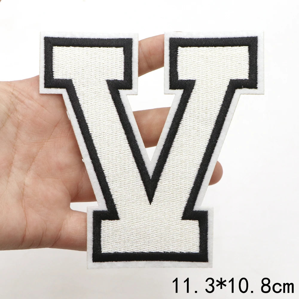 Large White Letter Patch for DIY Clothing Customization