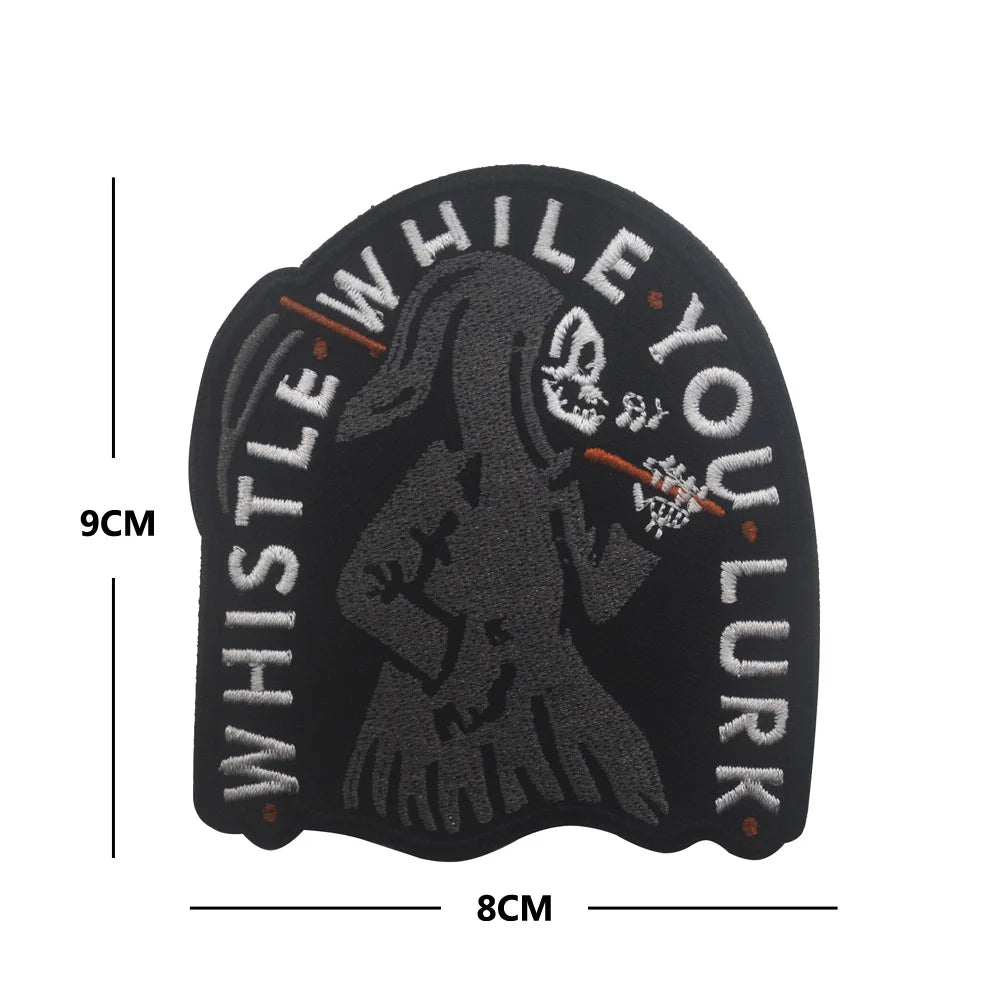 Glow-in-the-Dark Skull Biker Patch with Hook & Loop Backing