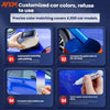 A set of tools and a paint pen demonstrating precise color matching for car touch-ups.