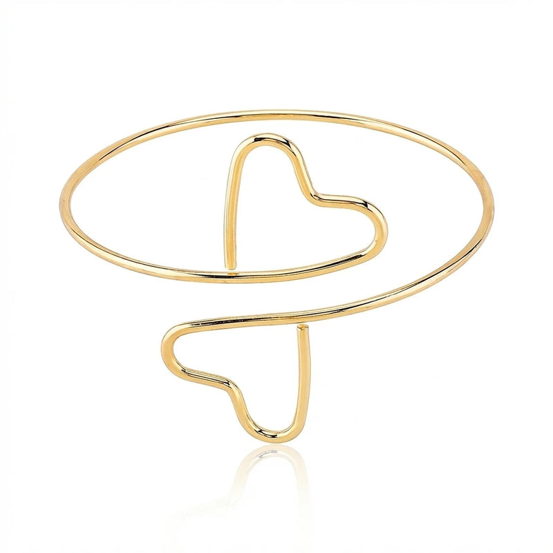 Minimalist Hollow Heart Cuff Bracelet
