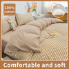 100% Cotton Duvet Cover Set with Plaid Stripe – Breathable & Skin-Friendly