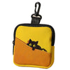 Yellow mini coin purse with a black cat silhouette print on an orange background