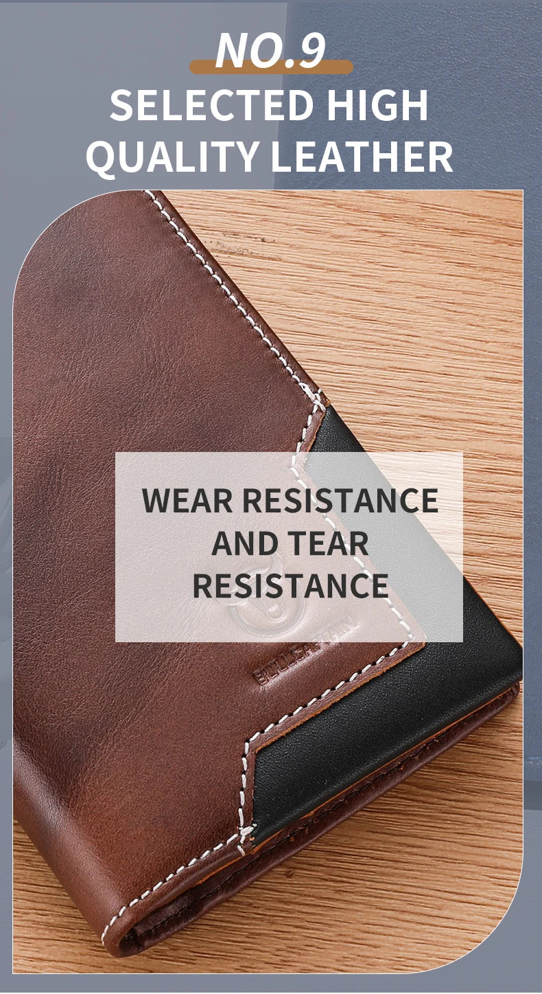 Men's Genuine Leather RFID Blocking Long Wallet with Card Holder