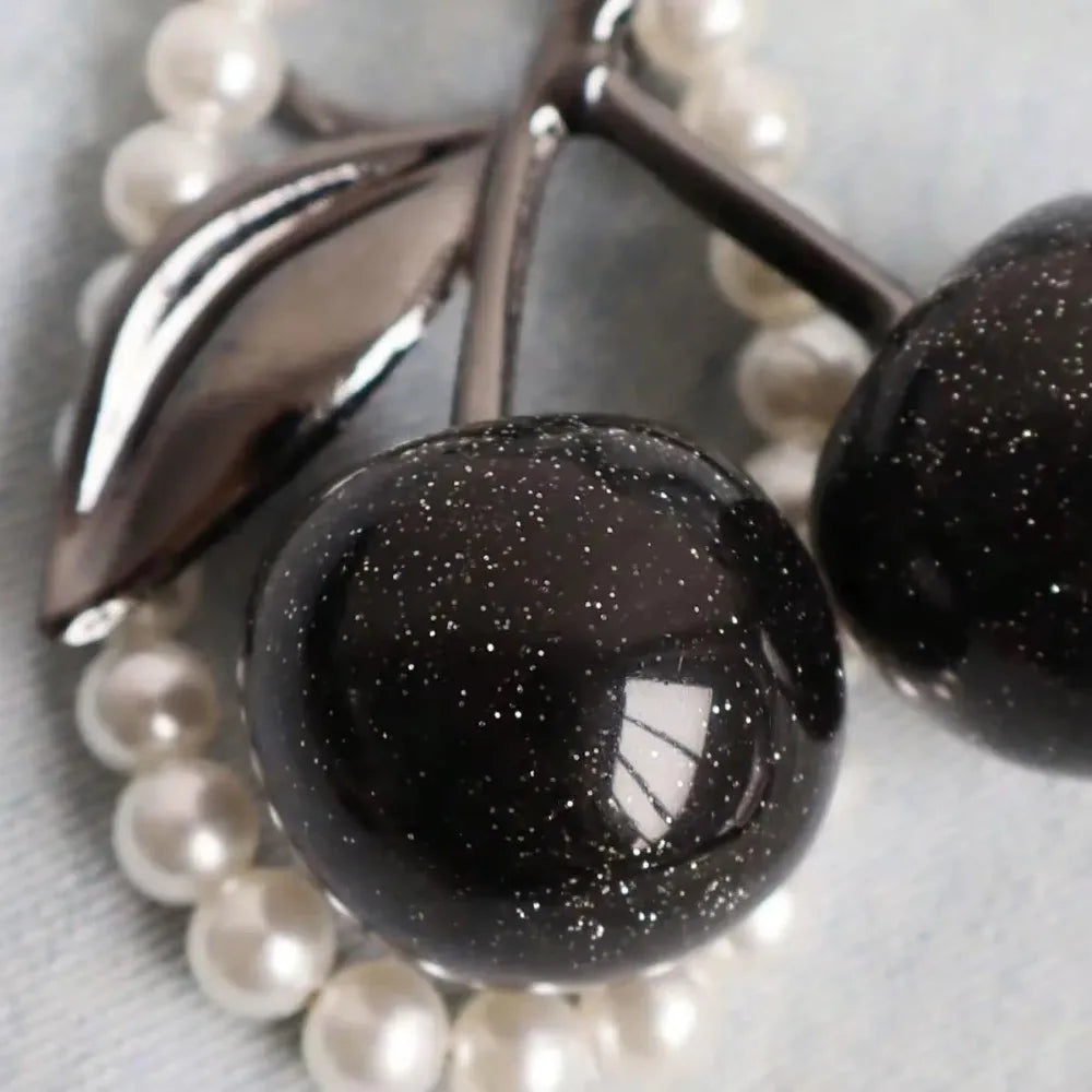 Cute Cherry Keychain with Sparkling Resin Charm