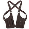 A dark brown anti-theft underarm wallet bag with an adjustable strap shown from the back.