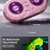 A pink remote control wall gecko toy with LED lights and various buttons shown in detail.