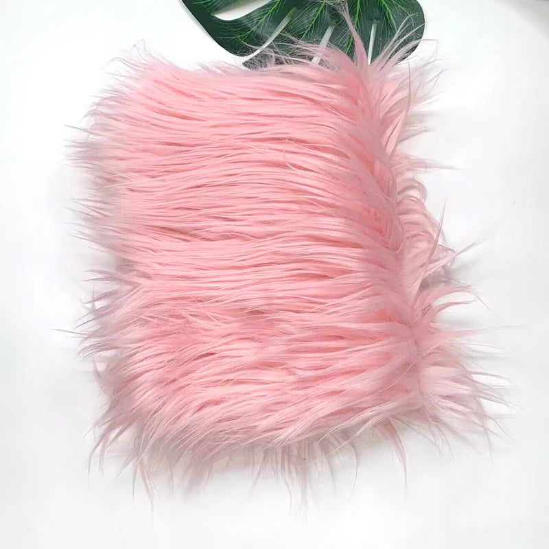 Pink faux fur fabric for DIY sewing doll hair and cosplay