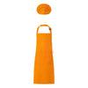Orange kids craft apron and chef hat set with an adjustable neck strap