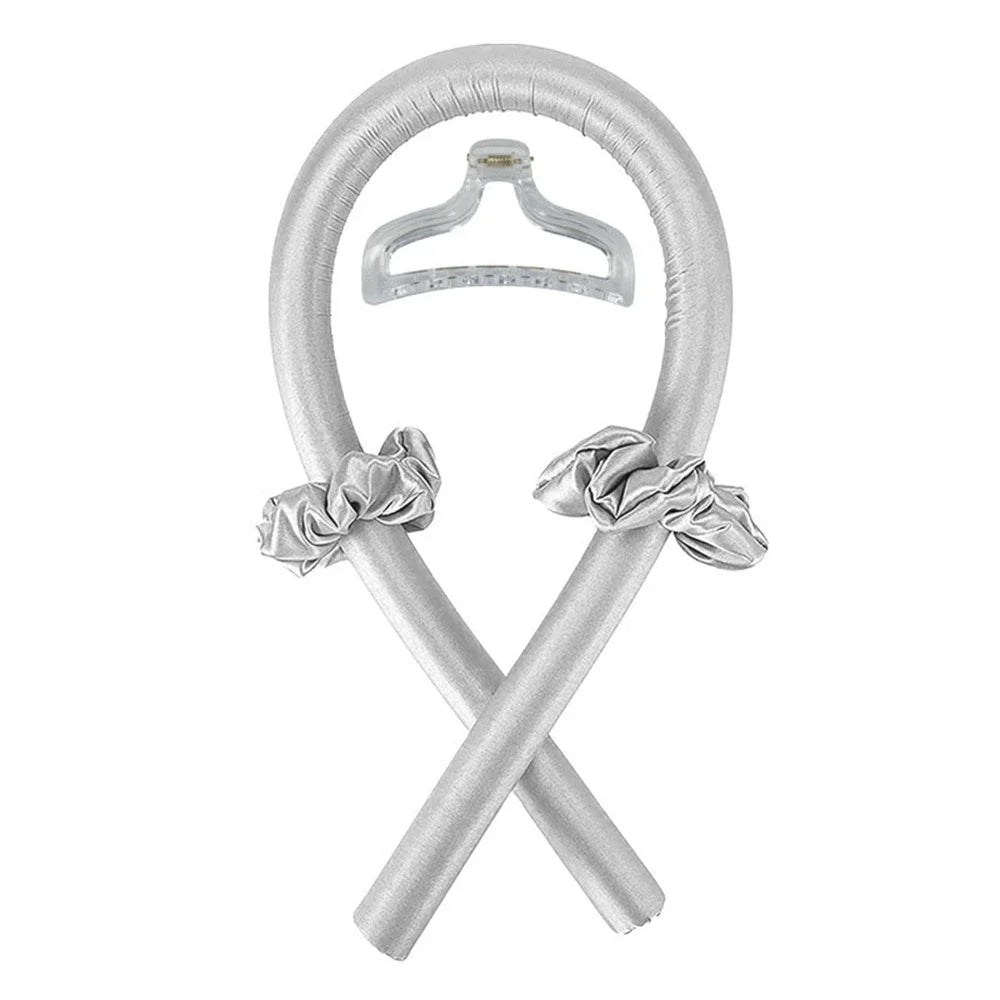 Diadema de seda sin calor plateada con lazo y nudos decorativos