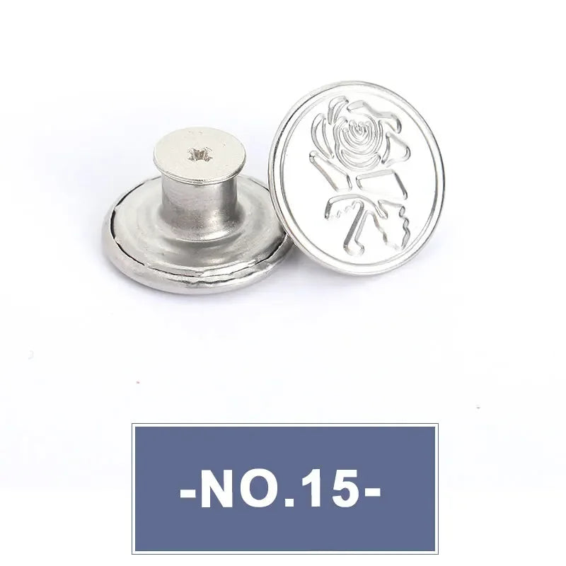 No-Sew Replacement Jeans Buttons - 17mm Metal Snap Buttons
