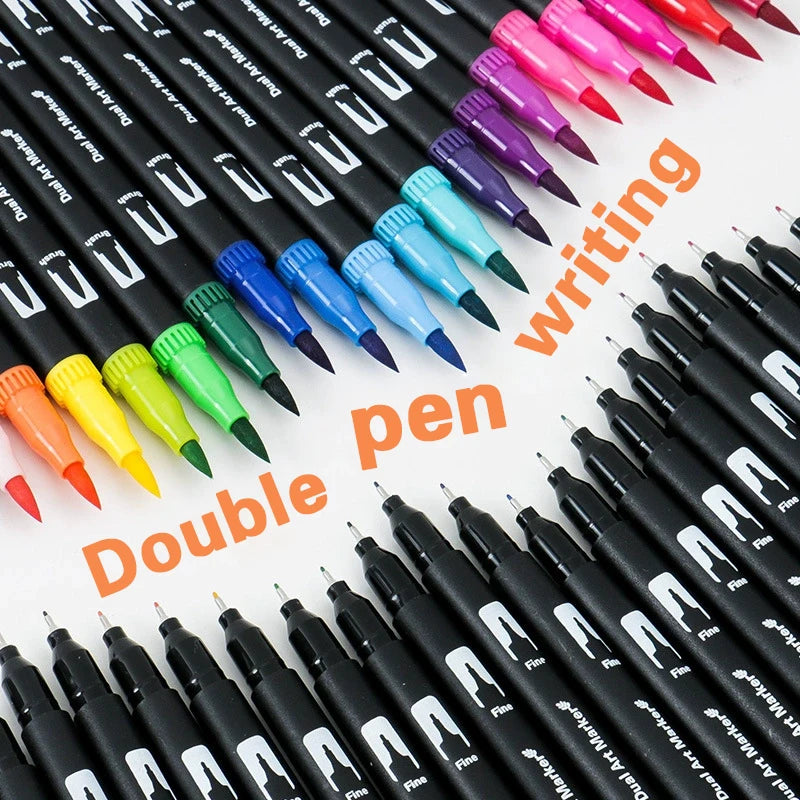 Dual Tip Watercolor Art Markers - 12 Color Set