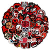 A collection of gothic skull stickers featuring various skulls, roses, and dark imagery on a white background.