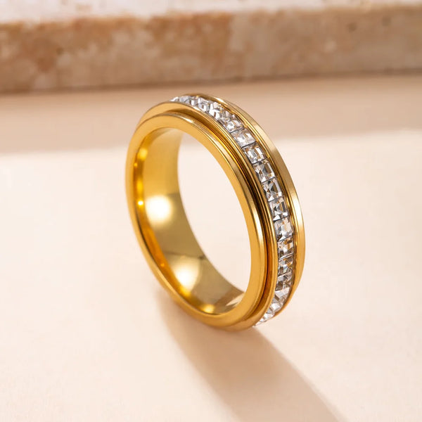 Titan-Stahl Spinner Fidget Ring mit Zirkonia