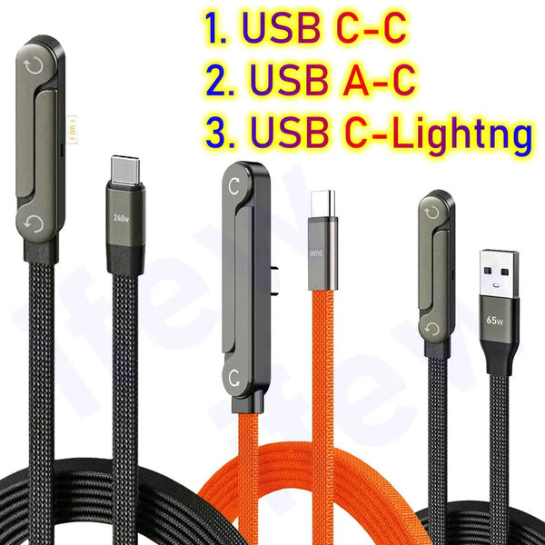 Flat USB-C Fast-Charging Cable with Foldable Phone Stand