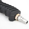 Black handheld pneumatic sandblasting gun with a threaded nozzle and grip.