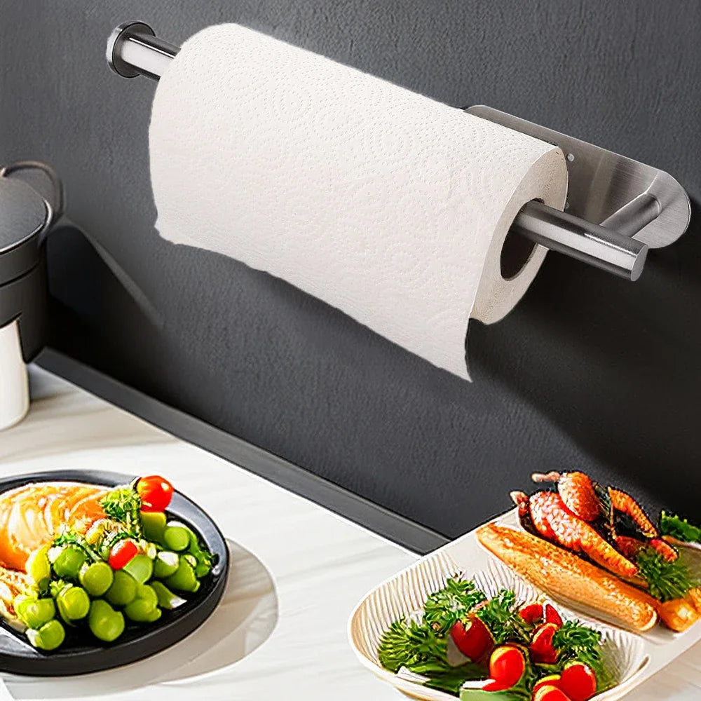 Stainless Steel Adhesive Paper Towel Holder for Kitchen & Bathroom