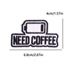 Black embroidered iron-on patch with the text NEED COFFEE on a light pink background.