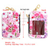 Floral Print PU Leather Wristlet Keychain Wallet with Card Holder