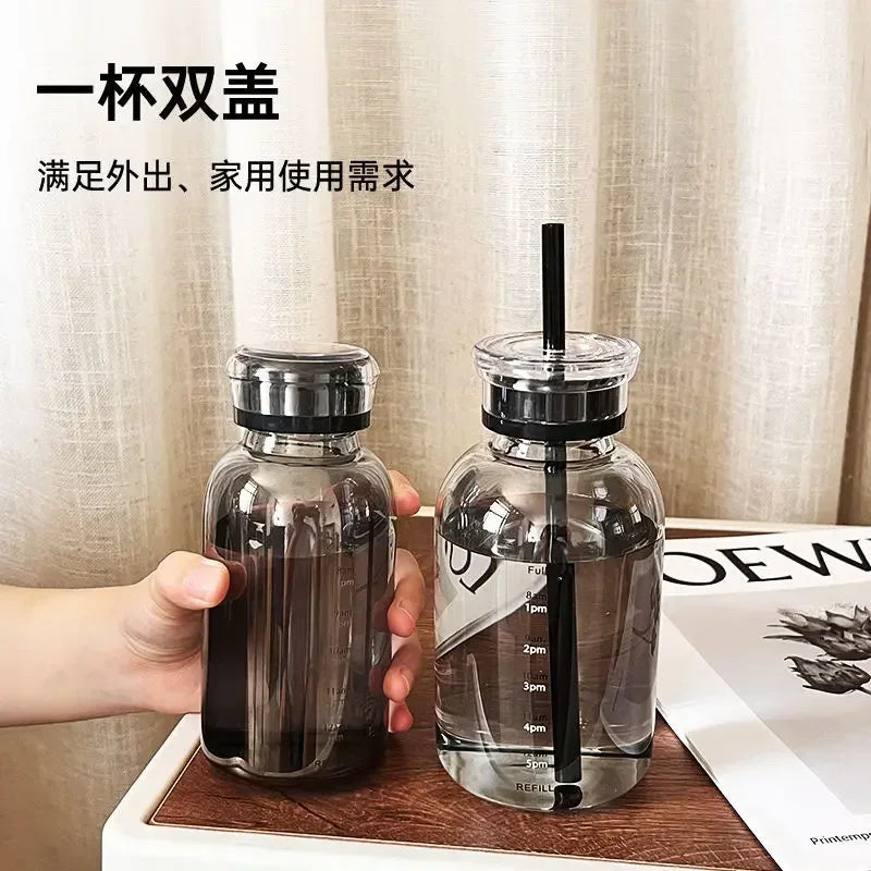 Elegant Glass Tumbler with Straw