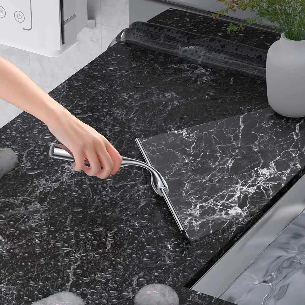 Shower Squeegee with Hanging Silicone Holder for Glass Doors & Mirrors