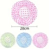 Reusable polka dot waterproof shower cap in pink and green colors