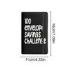 Black binder for a 100-day envelope savings challenge with dimensions 18cm x 7.09in.