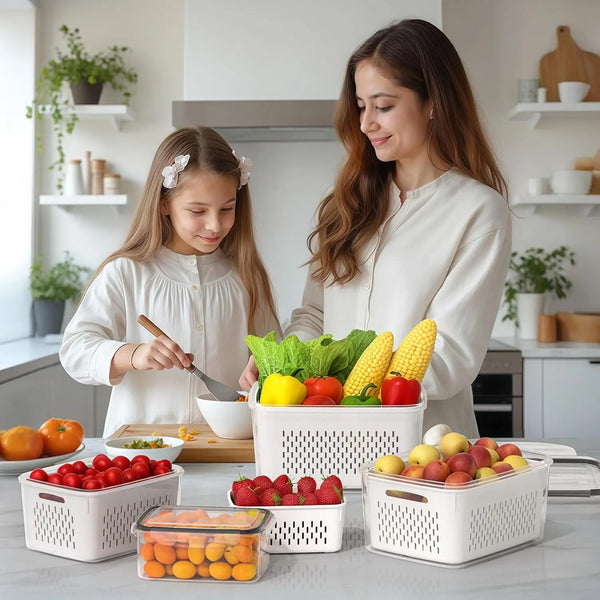 Contenedor de Almacenamiento para Frutas y Verduras con Colador Extraíble