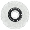 White microfiber mop head refill with a black rotating pad for universal cleaning.